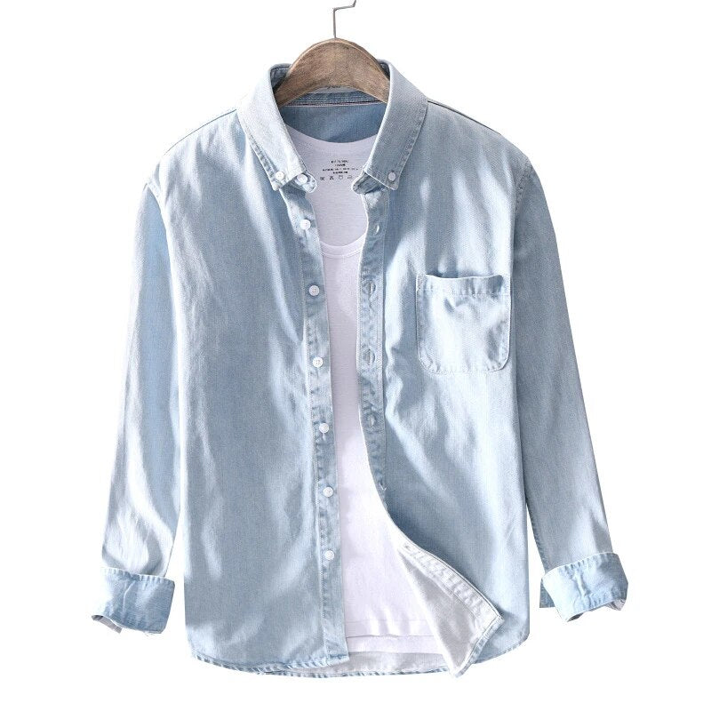 Valiant™ Pure Cotton Denim Long-Sleeve Shirt dylinoshop