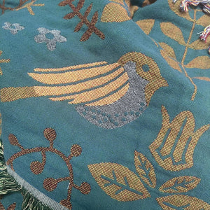 Reversible Scandinavian Bird Throw Blanket dylinoshop