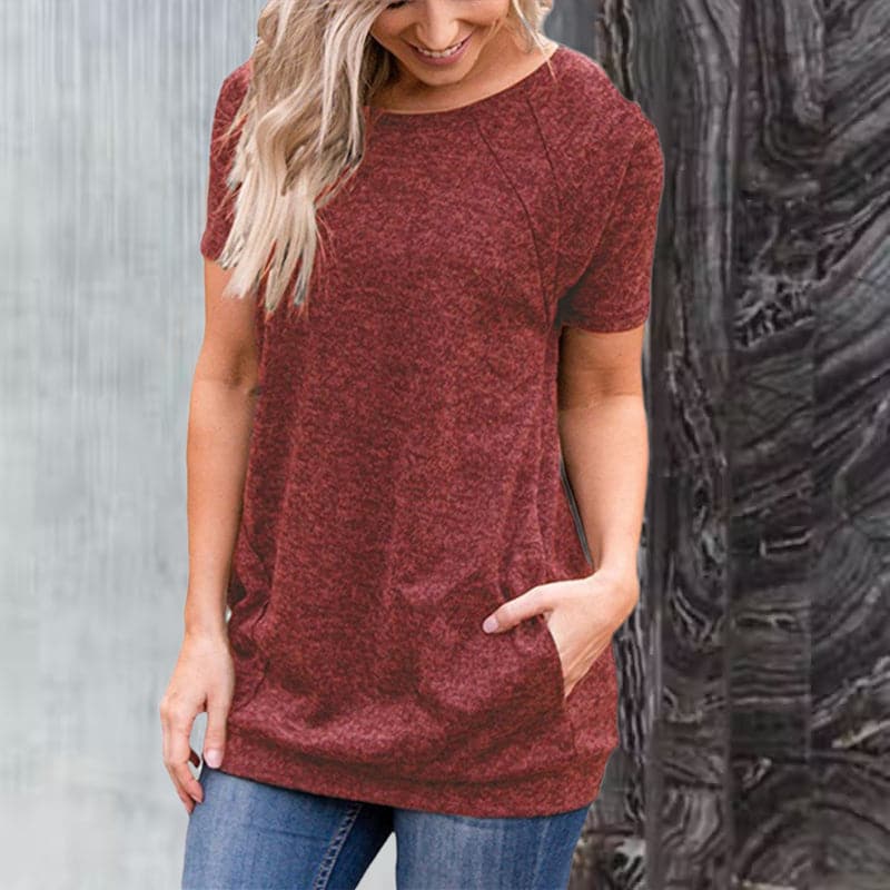 Round Neck Loose Casual Tops luckyidays