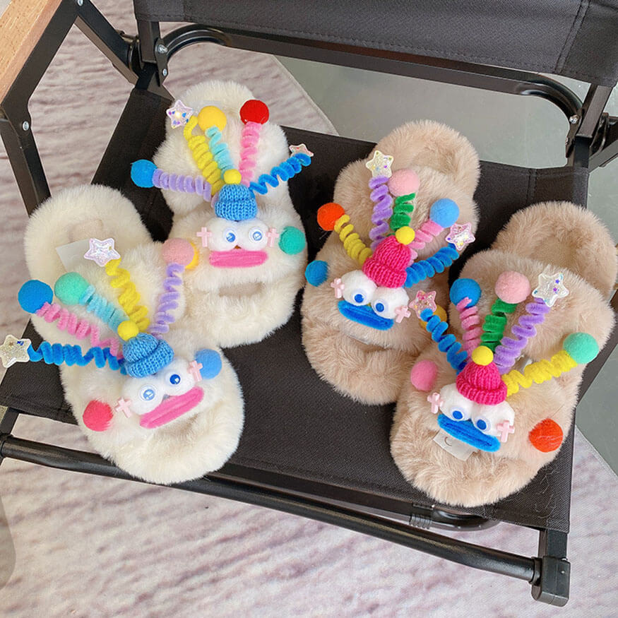Clown Shaped Fluffy Slippers dylioshop