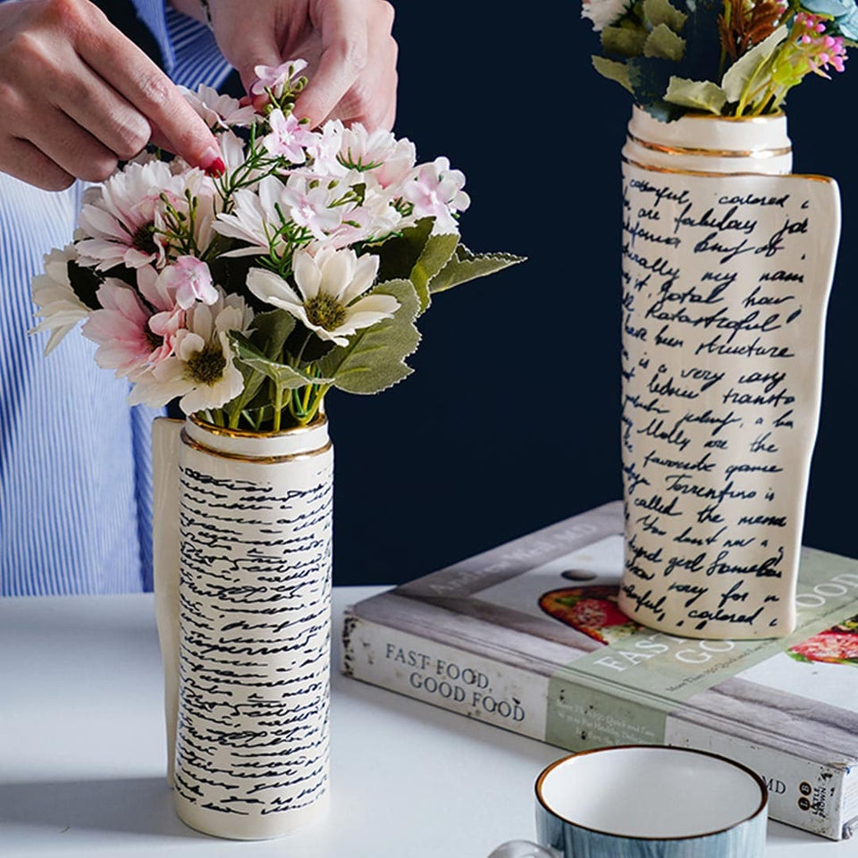 Book Page Design Ceramic Vase dylinoshop
