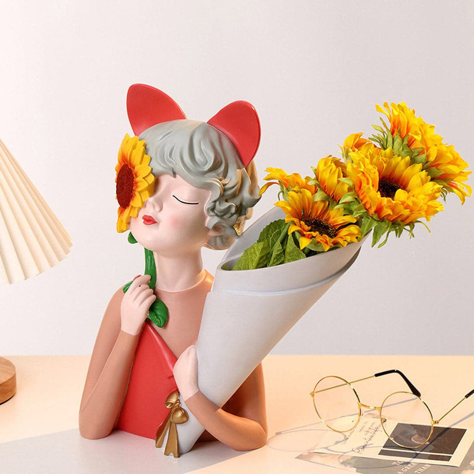 Sunflower Girl Vase Feajoy