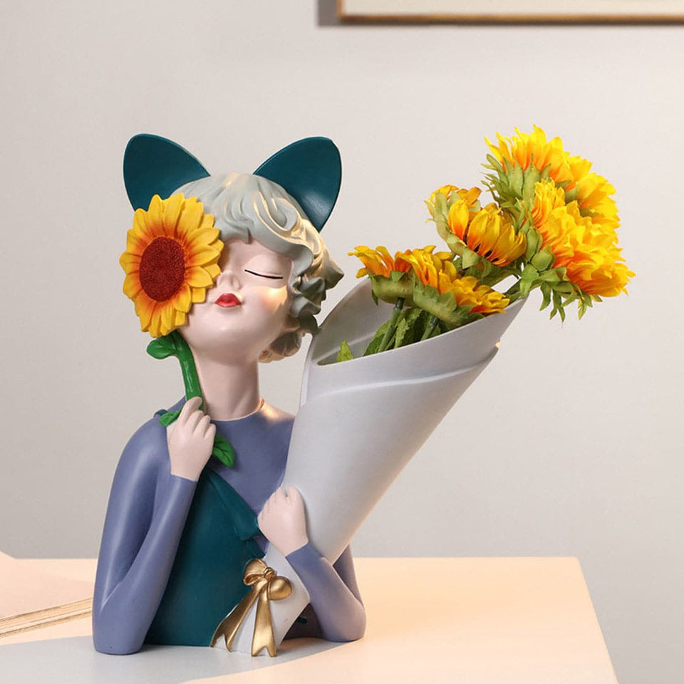 Sunflower Girl Vase Feajoy
