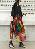 100% black cotton dresses patchwork prints chiffon Traveling summer Dresses dylinoshop