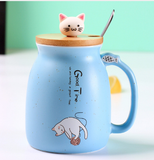 Heat-resistant Cute Cat Cup with Lid & Spoon dylinoshop