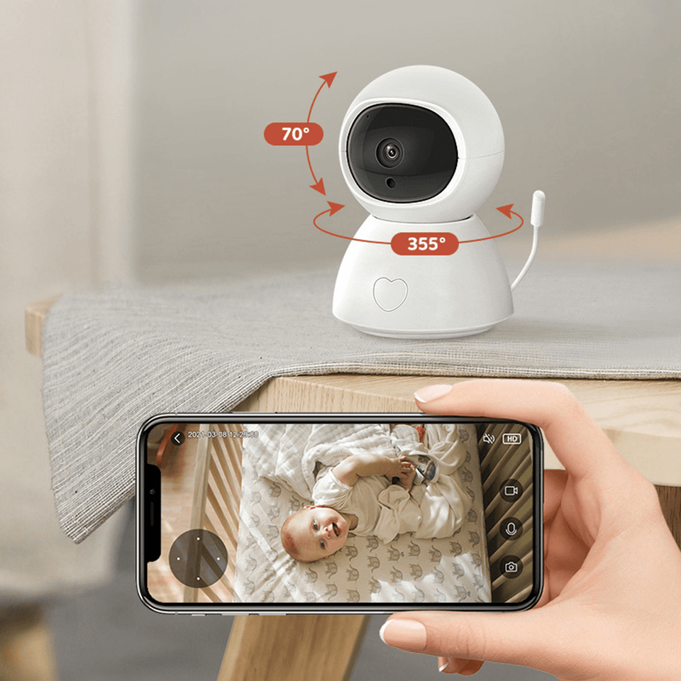 INQMEGA Smart 1080P HD Wifi IP Camera Baby Monotor 355° PTZ Rotation Two Way Audio Baby Care Amazon Alexa Google Home Voice Video Control Indoor Camera MRSLM