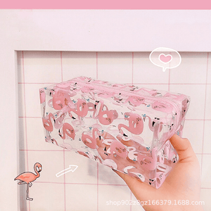 PVC Transparent Flamingo Cosmetic Bag Travel Storage Wash Bag Storage Bag MRSLM