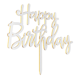 Acrylic Mirror Happy Birthday Gold & Silver Birthday Cake Topper Decorations MRSLM