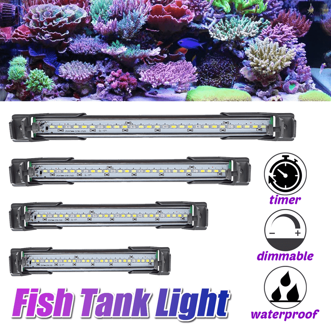 50/40/30/20 CM 100-240V Aquarium Fish Tank Light Waterproof Lamp Adjustable Length Dimmable Timer MRSLM