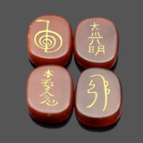4PCS Engraved Usui Reiki Symbol Healing Energy Sanskrit Palm Crystal Stone Set Stone Decorations MRSLM