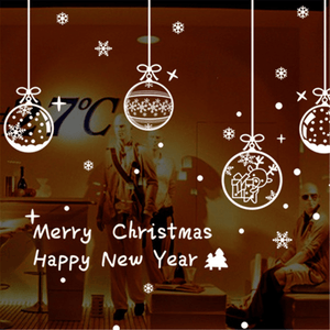 Happy New Year & Xmas Merry Christmas Window Sticker Snowflake Bell Home Decorations MRSLM