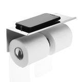 Stainless Steel Double Toilet Paper Roll Holder Tissue Rack Rail Storage Shelf MRSLM