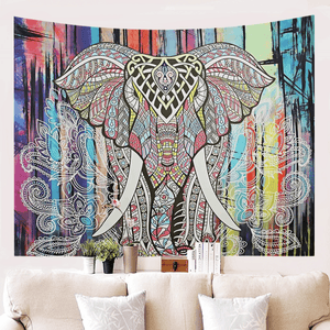 Mandala Tapestry Elephant Psychedelic Tapestry Animal Wall Hanging Bohemia Wall Tapestry Galaxy for Home Decor Hippie Blanket MRSLM