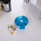 7 Cases round Pill Box 7 Days Plastic Storage Box Rotating Portable Pill Box Case MRSLM