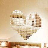 100PCS Living Room TV Background Wall Decoration Paste 3D Square Mirror Wall Sticker, Crystal 3D Acrylic Wall Paste dylinoshop