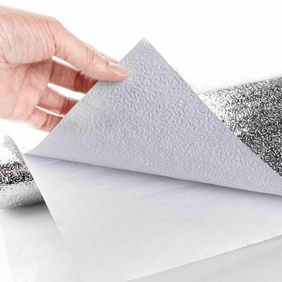 Self-Adhesive Kitchen Wallpaper Oil-Proof Aluminum Foil Wall Sticker Cabinet MRSLM