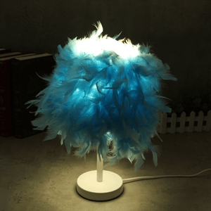 Colorful Feather Shade Table Lamp Bedside Desk Lamp Night Light Home Decor Gifts MRSLM