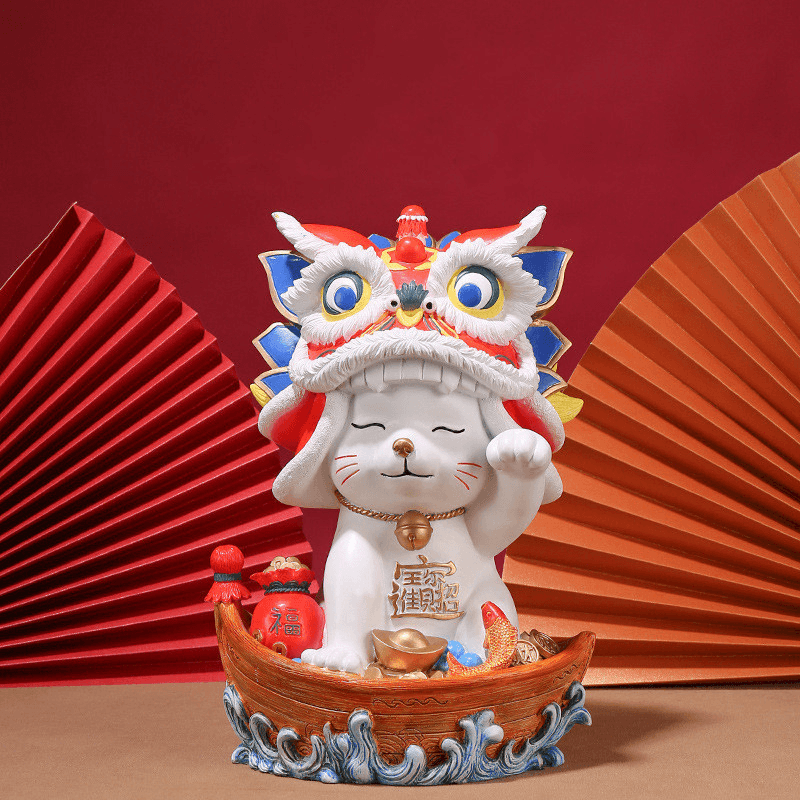 Yazun YZ3696 New Chinese Style Ornament Resin Crafts Desktop Simple Crafts Lucky Cat Gift Box Packaging MRSLM