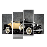 Miico Hand Painted Four Combination Decorative Paintings Retro Yellow Car Wall Art for Home Decoration MRSLM