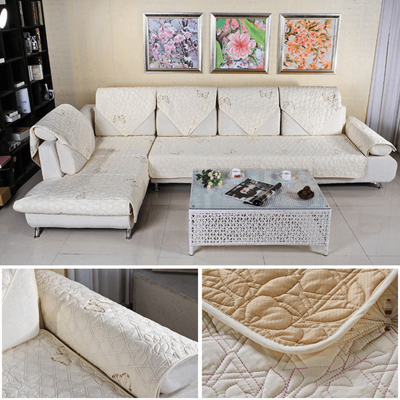 Cotton Quilted Embroidered Sofa Cushion Couch Slipcovers Backrest Towel Furniture Seat Cushion MRSLM