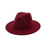 Ladies Black Hat Simple Woolen Top Hat Flat Brim Big Brim Jazz Hat dylinoshop