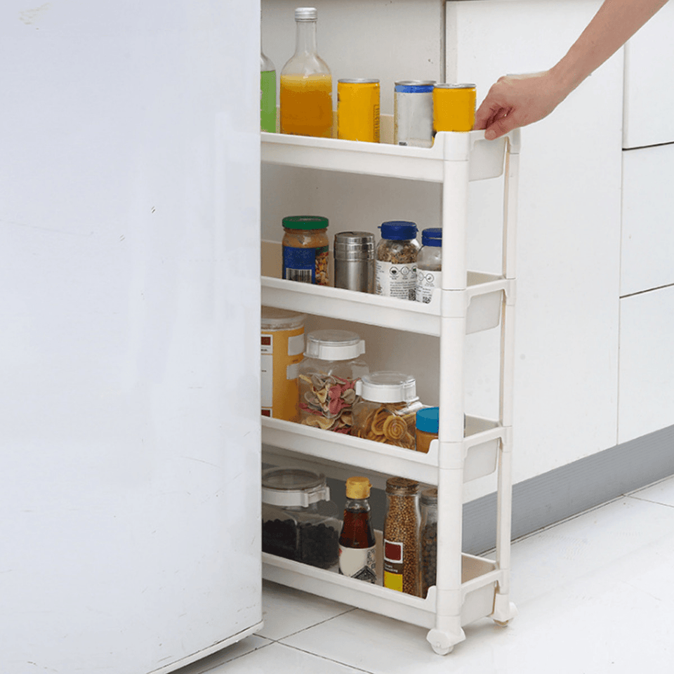2/3/4 Tier Slim Slide Out Kitchen Trolley Rack Holder Storage Organiser on Wheel Kitchen Storage Rack dylinoshop
