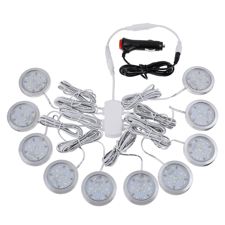 10PCS 12V LED Interior Lamp Cabinet Light Downlight with Remote Control for VW T4 T5 dylinoshop