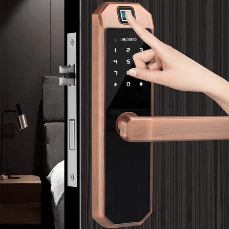 F1 Smart Fingerprint Door Lock with Keypad Electronic Intelligent Security Lock Household Bedroom Anti-Theft Door Password Card Key Locker MRSLM