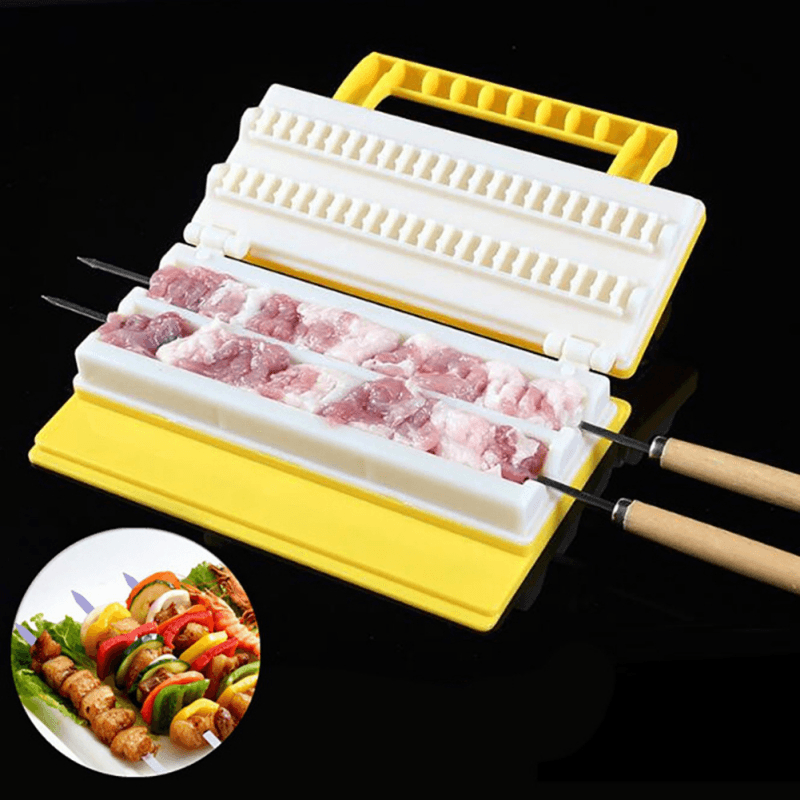 Portable Multi-Functional Single/Double Row BBQ Meat Skewer Kitchen Meat String Device Barbecue String Tool MRSLM