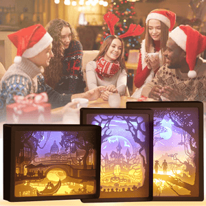 Christmas LED Carving Night Light 3D Shadow Paper Sculptures Lamp Lamp LED Gift Home Desk Decorations MRSLM