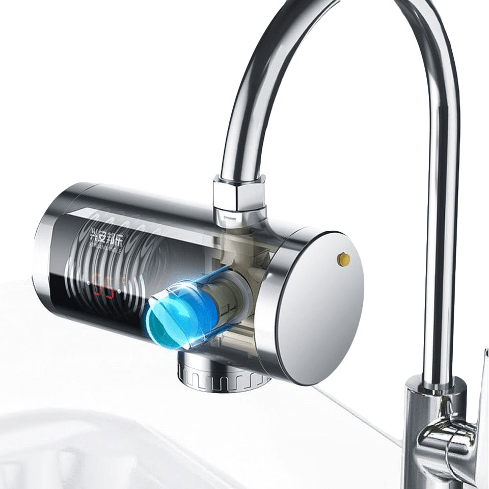 JB-14A 2000W Stainless Steel Connecting 3Sec Instant Hot Water Faucet LCD Temperature Display for Kitchen Bathroom MRSLM