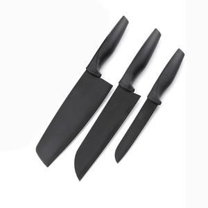 3PCS Black Stainless Steel Kitchen Knife Coating Non-Stick Sharp Blade Chef Knife Set Light Weight Handle Kitchen Knife Gift MRSLM