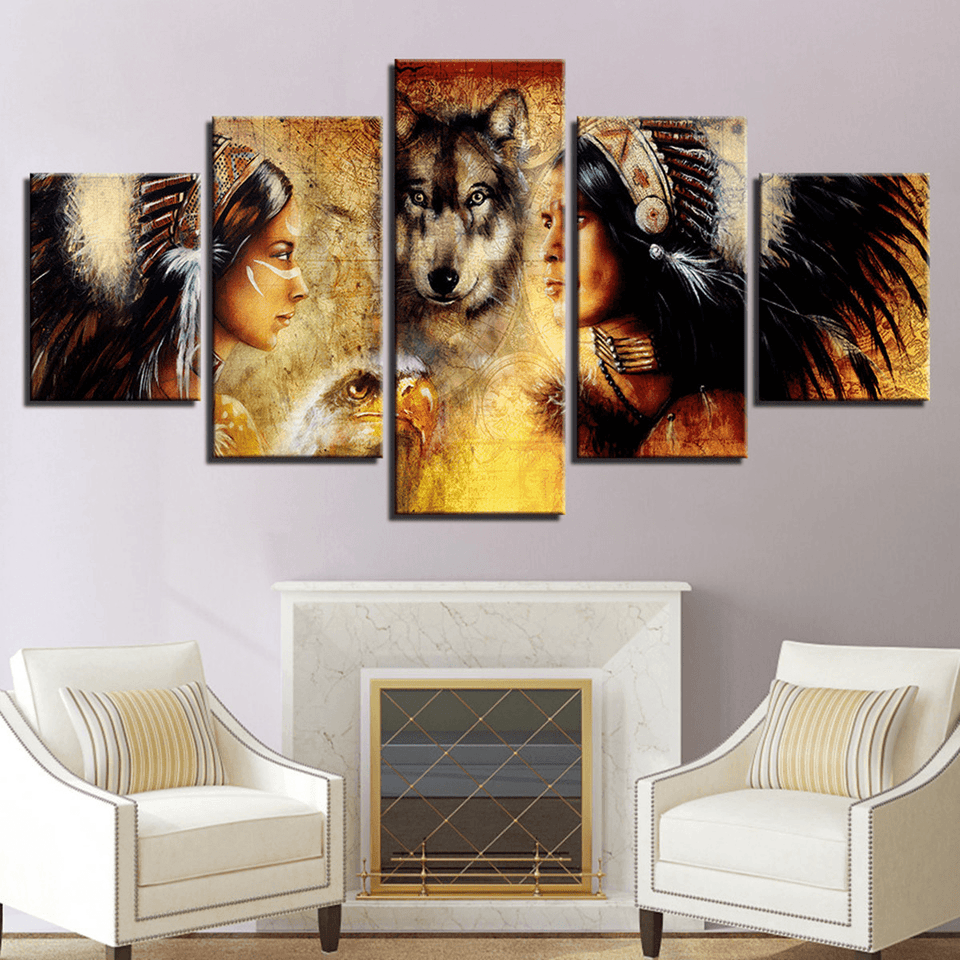 5Pcs Set Wolf Modern Canvas Print Paintings Wall Art Pictures Home Decor Unframed MRSLM