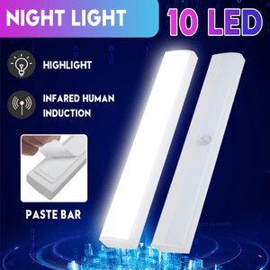 10LED Auto PIR Motion Sensor Cabinet Light Wireless Sticker Night Light for Closet Wardrobe dylinoshop
