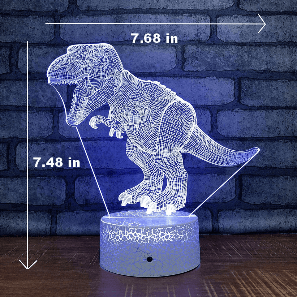 Usb/Battery Powered 3D Children Kids Night Light Lamp Dinosaur Toys Boys 16 Colors Changing LED Remote Control+Base Christmas Decorations Clearance Christmas Lights MRSLM