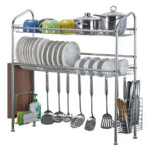 1/2 Layer Tier Stainless Steel Dish Drainer Cutlery Holder Rack Drip Tray Kitchen Tool for Single Sink dylinoshop