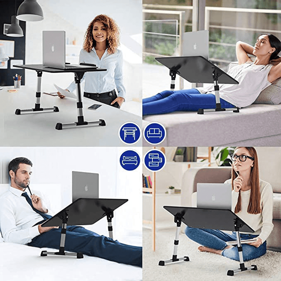 Folding Laptop Desk Height Adjustable Lifting Table Sofa Bed Serving Tray Portable Small Study Desk with Cooling Fan Home Office Dormitory Furniture MRSLM