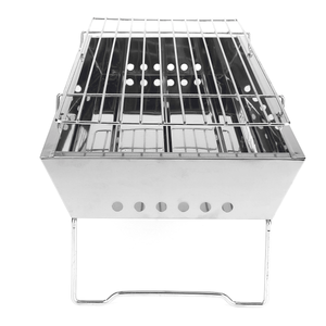 45X24X7.5Cm Stainless Steel Grill Outdoor Stainless Barbecue Portable Camping Barbecue Grill Multifunction Wood Stove MRSLM