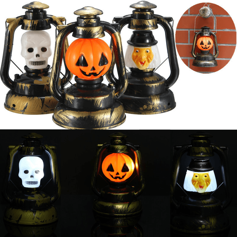 Halloween Pumpkin Skull Witch Lantern Lamp with Light Laughter MRSLM