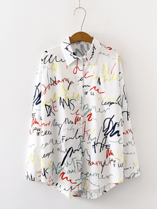 Alphabet Graffiti Print Fashion Loose Daily Casual Shirts dylinoshop