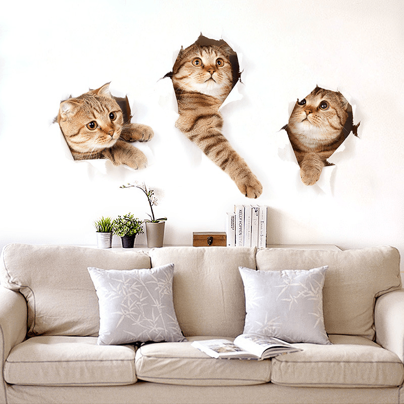 Miico 3D Creative PVC Wall Stickers Home Decor Mural Art Removable Cat Wall Decals MRSLM