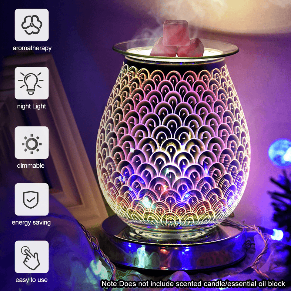 3D Glass Electric Aromatherapy Lamp Home Aromatherapy Machine Touch Feather Aroma Lamp MRSLM