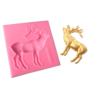 DIY Christmas Elk Shape Fondant Silicone Mold Cookies Chocolate Mould Party Kitchen Baking Decorating Tools Soap Candle Molds MRSLM
