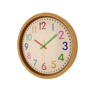 HC-40 Decorative Accurate Time Wood Grain Colorful Silent Quartz Hanging Wall Clock MRSLM