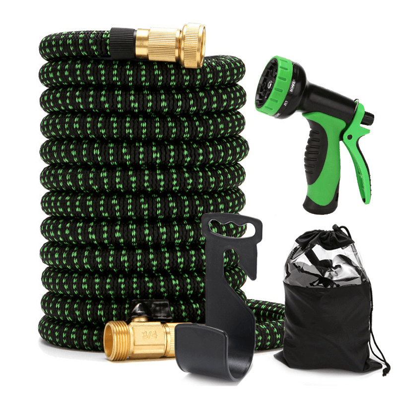 Expandable Flexible Garden Hose Retractable Kink Free Collapsible Lightweighta Water Hose with 3/4" Brass Fittings Function Sprayer Nozzle MRSLM