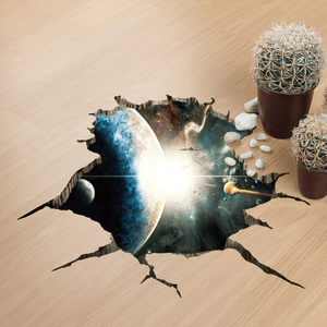 Miico Creative 3D Space Universe Planets Broken Wall Removable Home Room Wall Decor Sticker MRSLM