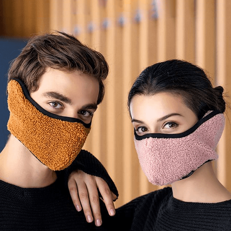 Men Women Winter Warm Cold Dustproof Face Mask Breathable Warm Ears Outdoor Cycling Ski Travel Mouth Mask MRSLM