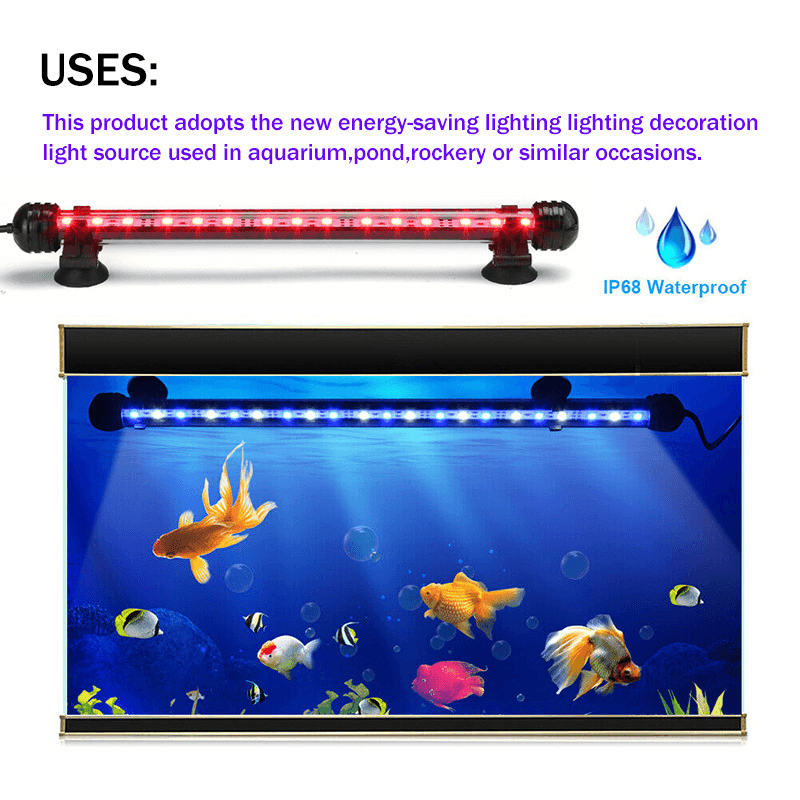 28Cm RGB APP LED Aquarium Fish Tank Light Submersible Waterproof Bar Strip Lamp MRSLM