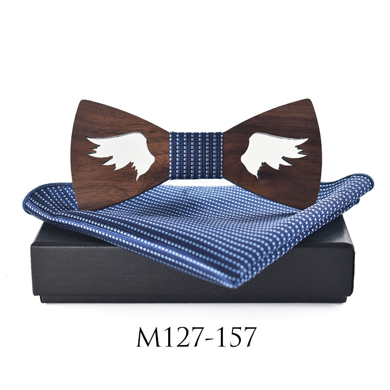 Casual Party Wooden Bow Tie Suit Polyester Silk Square Scarf Bow Tie dylinoshop