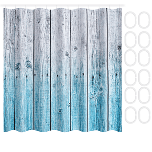 Rustic Wood Panel Shower Curtain 12 Hook Bathroom Waterproof Fabric Bathroom MRSLM